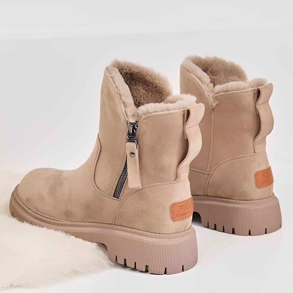Damen Winterstiefel - Chunky Sohle, Warmfutter, Reißverschluss, Knöchelhoch
