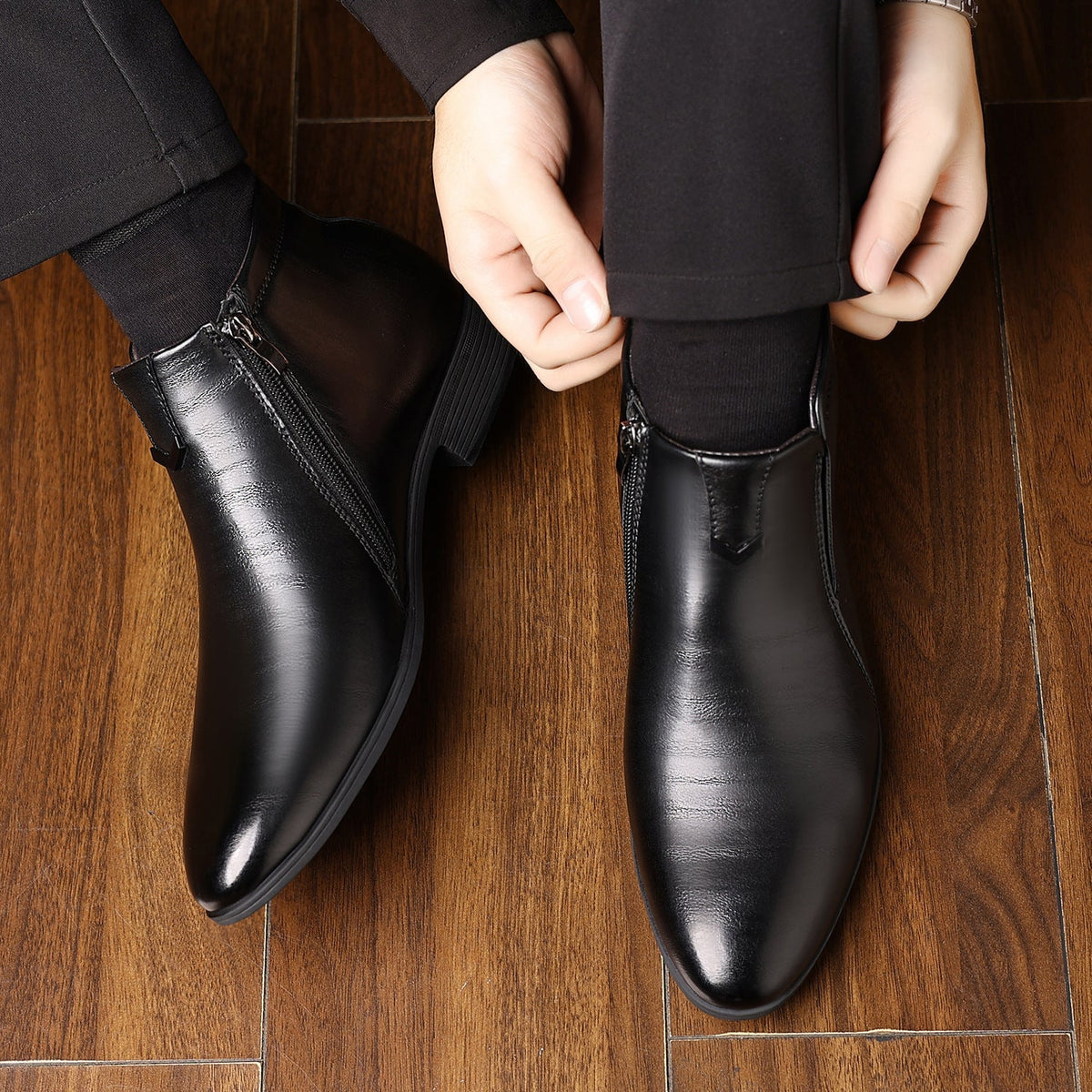 Herr Chelsea Boots Zipper mit Dekor-Details Stilvoller Schnitt