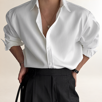 Herr Hemd Langarm mit Falten-Design Relaxed Fit