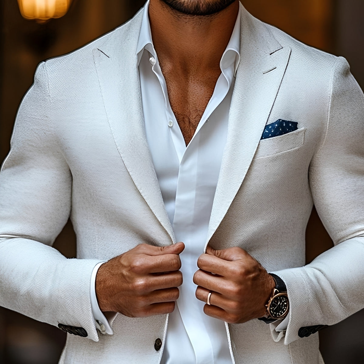 Herren Blazer mit Reverskragen und Zweiknopfverschluss - Regulärer Schnitt