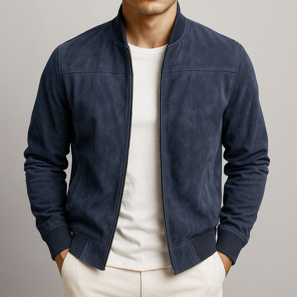 Herren Bomberjacke Zip mit Rippenbündchen - lockere Passform