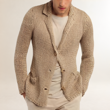 Herren Cardigan Blazer-Stil mit Reverskragen und Pattentaschen - Regulärer Schnitt