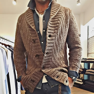 Herren Cardigan Jacke mit Shawl-Kragen - Knopfverschluss, Relaxed Fit
