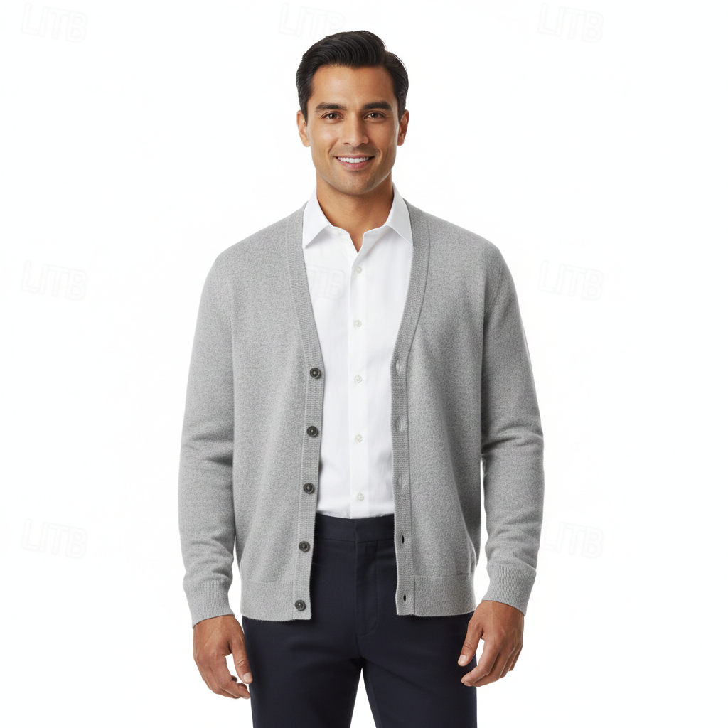 Herren Cardigan V-Ausschnitt Knopfleiste Regular Fit