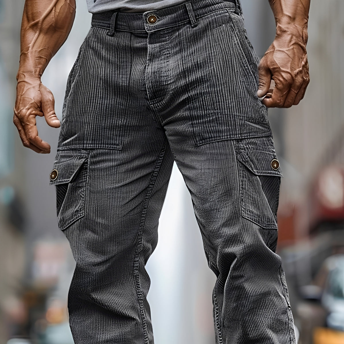 Herren Cargo-Hose mit Mehrfach-Taschen - Gerade Bein, Voll-Länge, Komfortabel