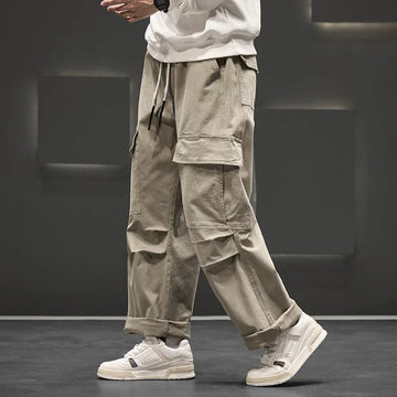 Herren Cargo-Hosen Relaxed Fit mit Kordelzug und mehreren Taschen