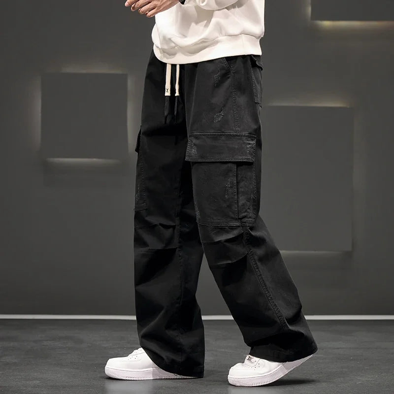 Herren Cargo-Hosen Relaxed Fit mit Kordelzug und mehreren Taschen