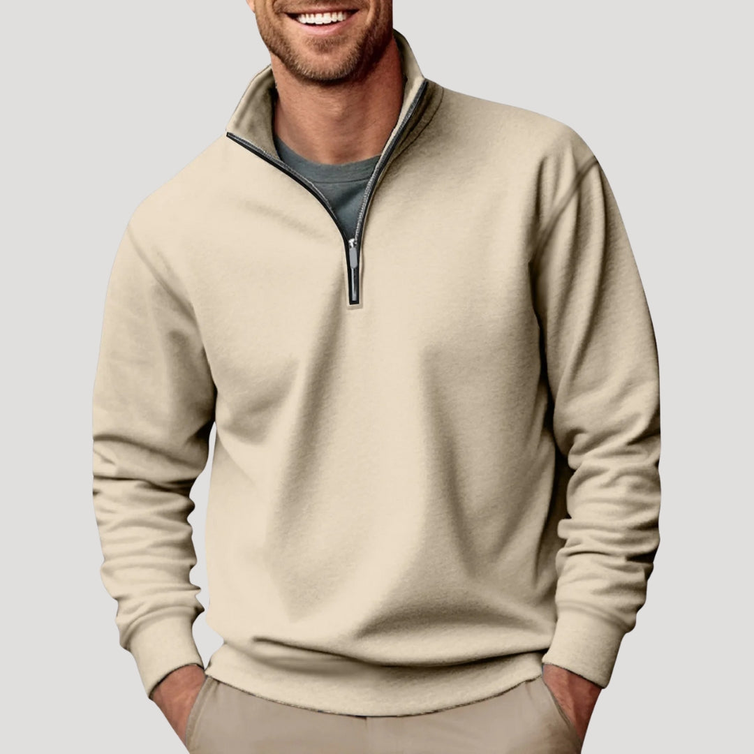 Herren Half-Zip Sweatshirt - Leichtes Design mit Rippbündchen und lockerer Passform