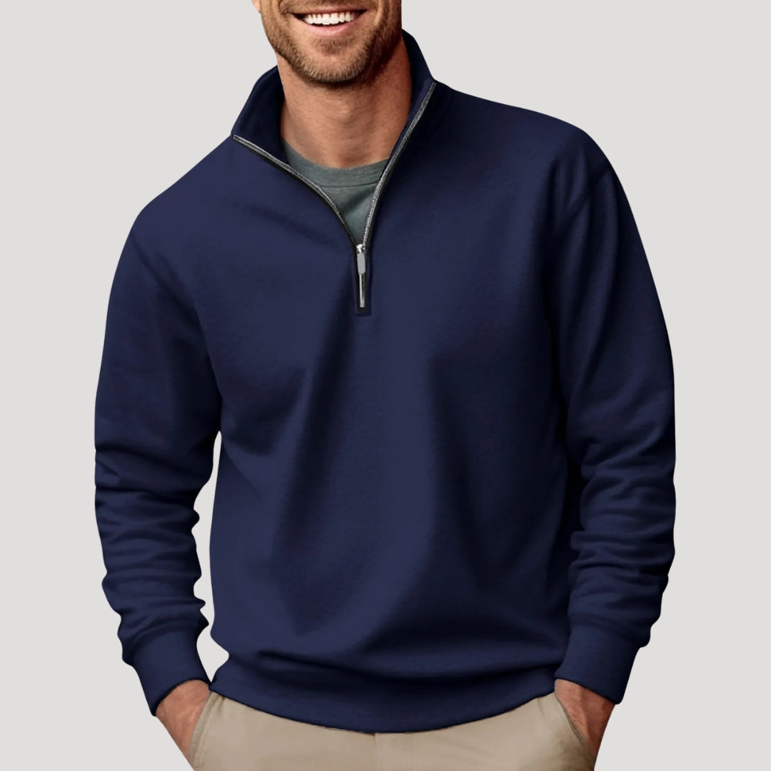 Herren Half-Zip Sweatshirt - Leichtes Design mit Rippbündchen und lockerer Passform
