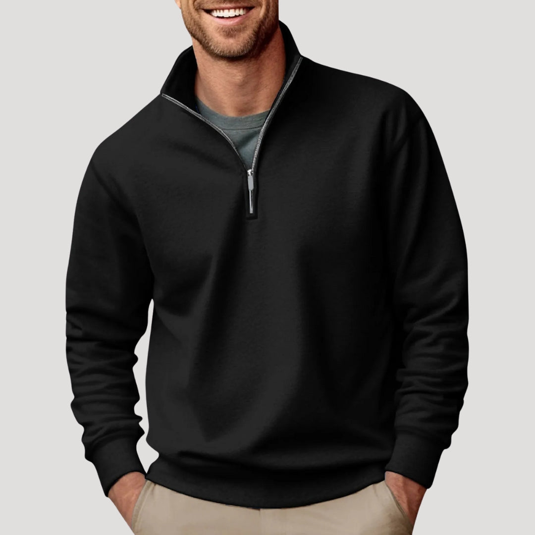 Herren Half-Zip Sweatshirt - Leichtes Design mit Rippbündchen und lockerer Passform