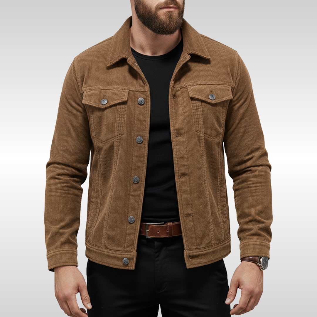 Herren Jacke mit Knopfleiste - Brusttaschen, Strukturierter Schnitt