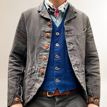 Herren Jacke mit Reverskragen und Knopfleiste - Vintage-Stil, Regular Fit