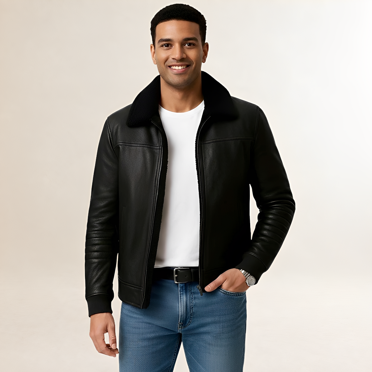 Herren Jacke - Reißverschluss, Stehkragen, moderner Schnitt