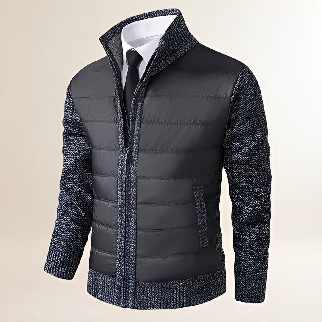 Herren Jacke Steppung mit Reißverschluss und hohem Kragen - Slim Fit