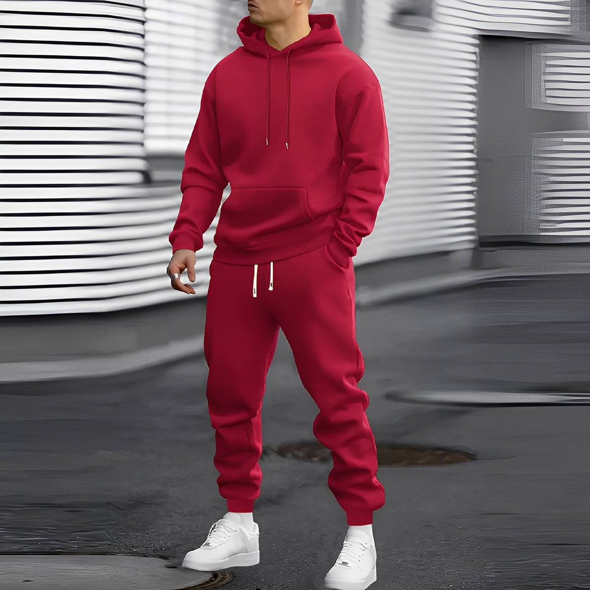 Herren Jogginganzug mit Kapuzenhoodie und Jogpants - Relaxed Fit mit Kängurutasche