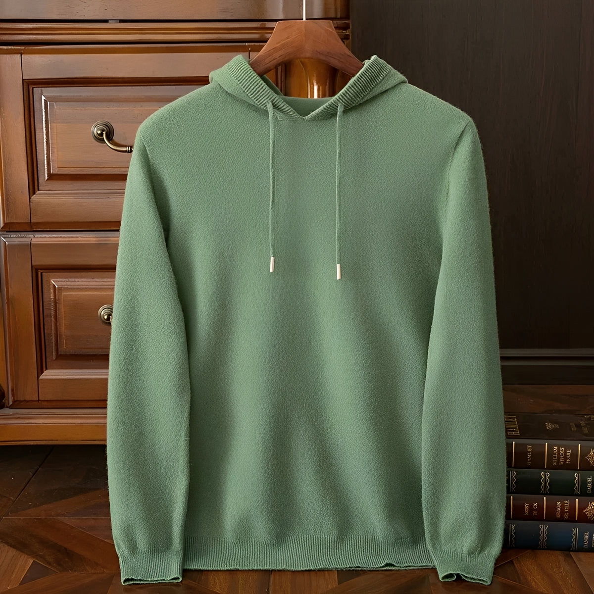Herren Kapuzenpullover mit V-Ausschnitt und Kordelzug - Langarm, Lockerer Schnitt