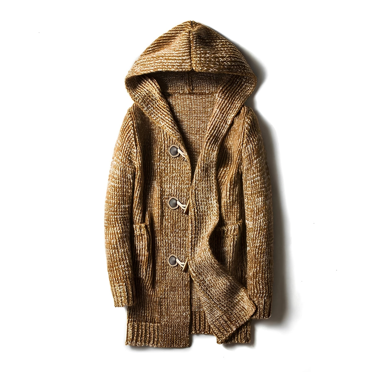 Herren Kapuzenstrickjacke - Knopfleiste, Seitentaschen, Relaxed Fit