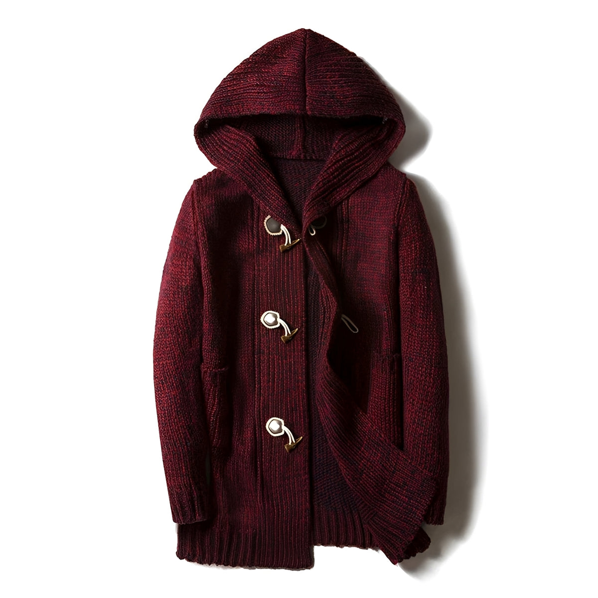 Herren Kapuzenstrickjacke - Knopfleiste, Seitentaschen, Relaxed Fit
