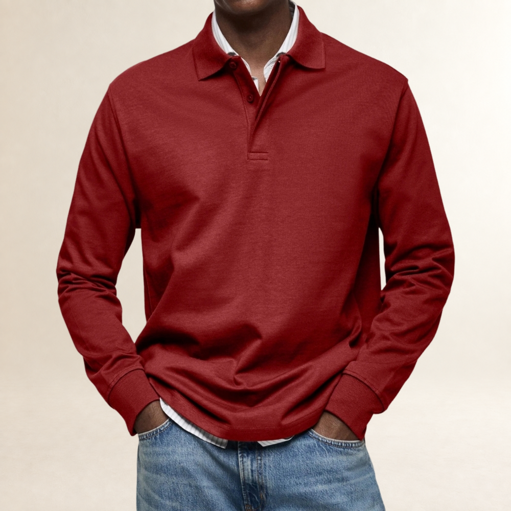 Herren Langarm Polo-Shirt - Klassischer Schnitt, Knopfleiste, Vielseitig kombinierbar