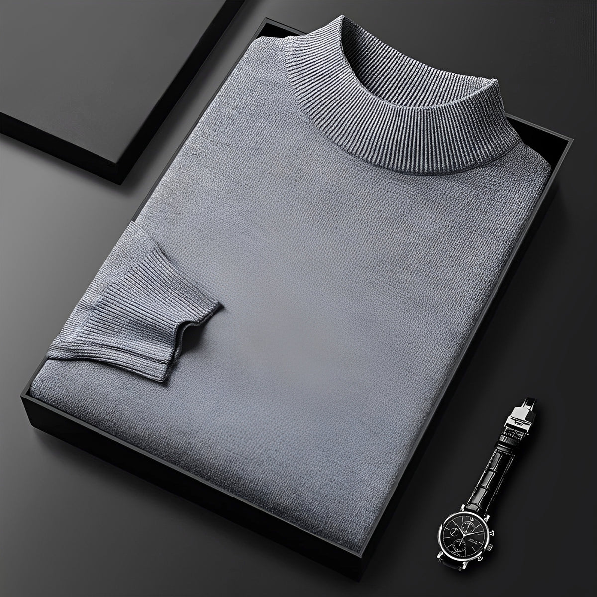 Herren Pullover Hochkragen mit Rippbündchen und modernem Schnitt