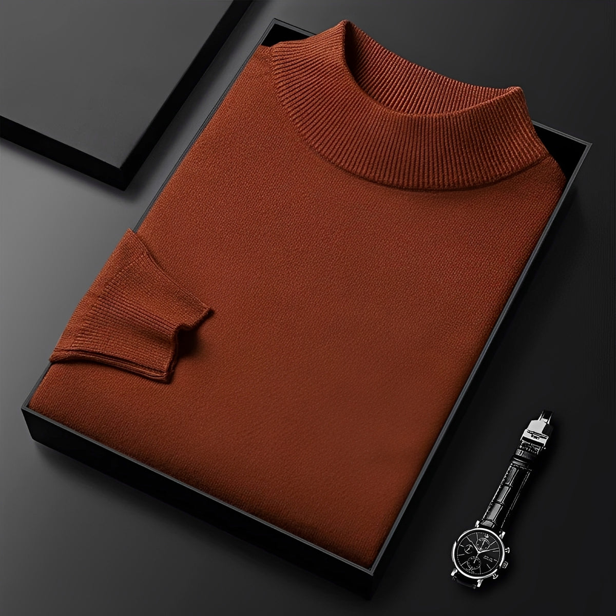 Herren Pullover Hochkragen mit Rippbündchen und modernem Schnitt