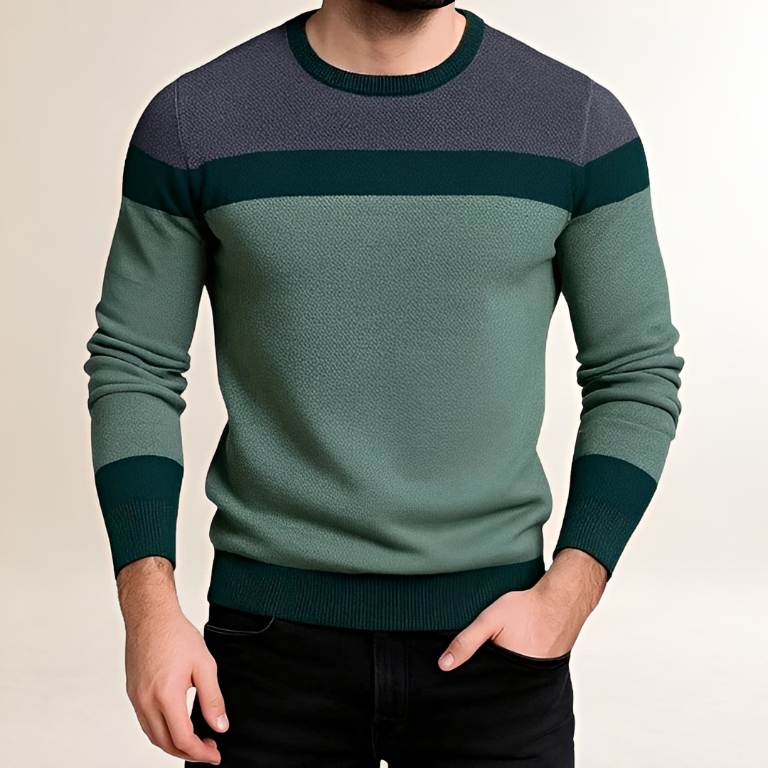 Herren Pullover mit Color-Block-Design - eng anliegender Schnitt