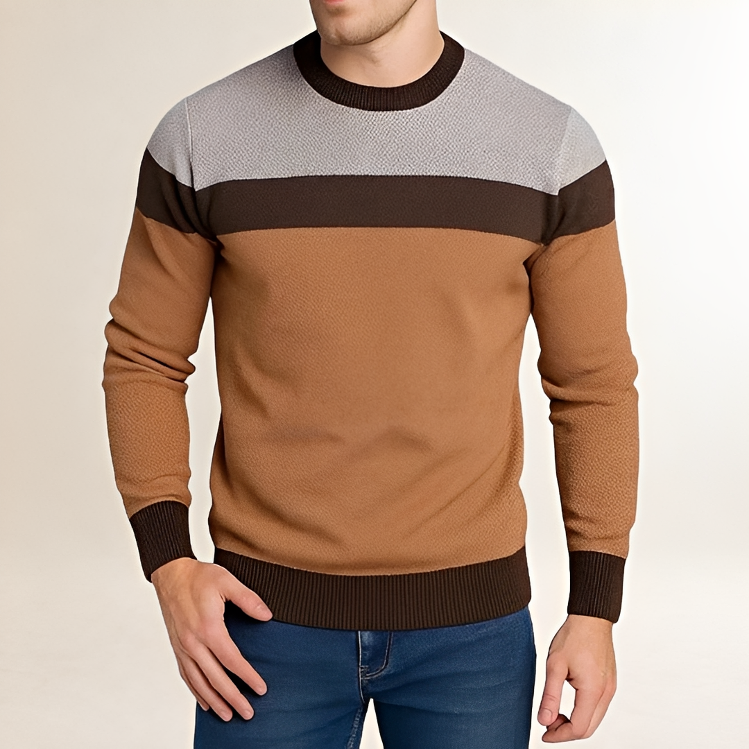 Herren Pullover mit Color-Block-Design - eng anliegender Schnitt