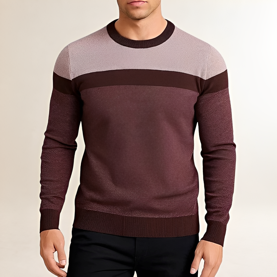 Herren Pullover mit Color-Block-Design - eng anliegender Schnitt
