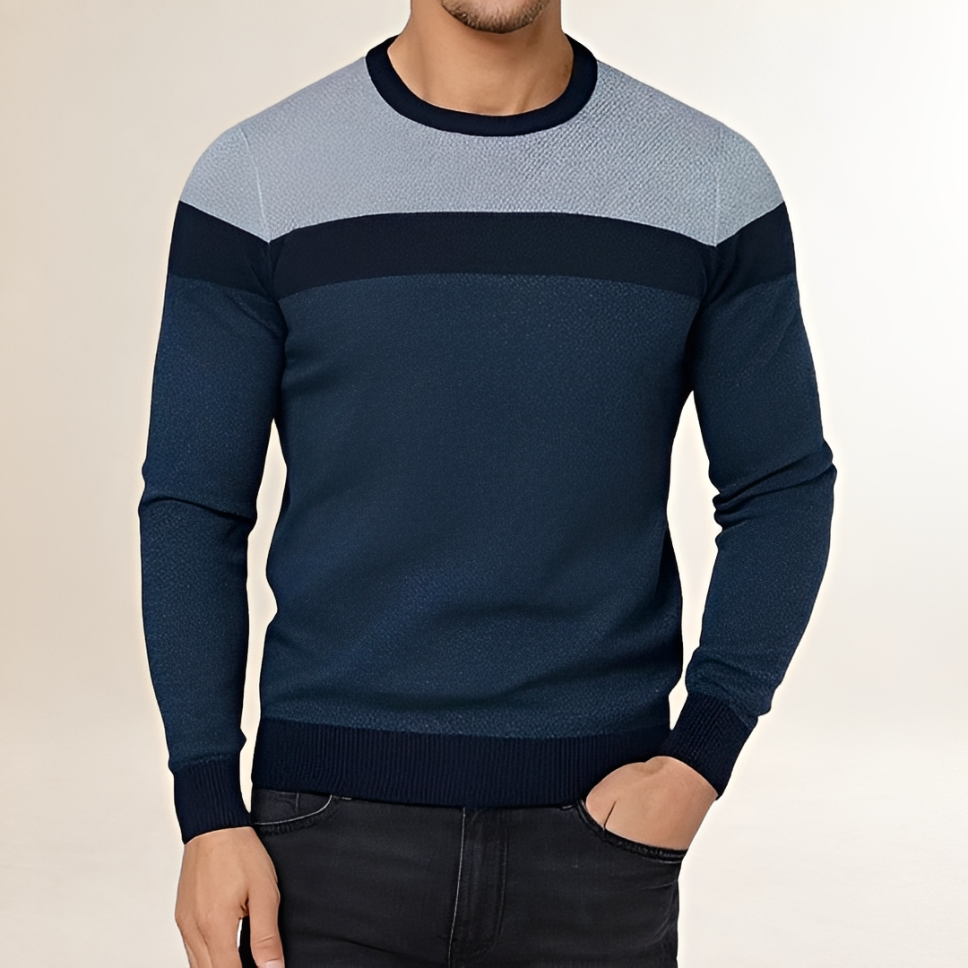 Herren Pullover mit Color-Block-Design - eng anliegender Schnitt