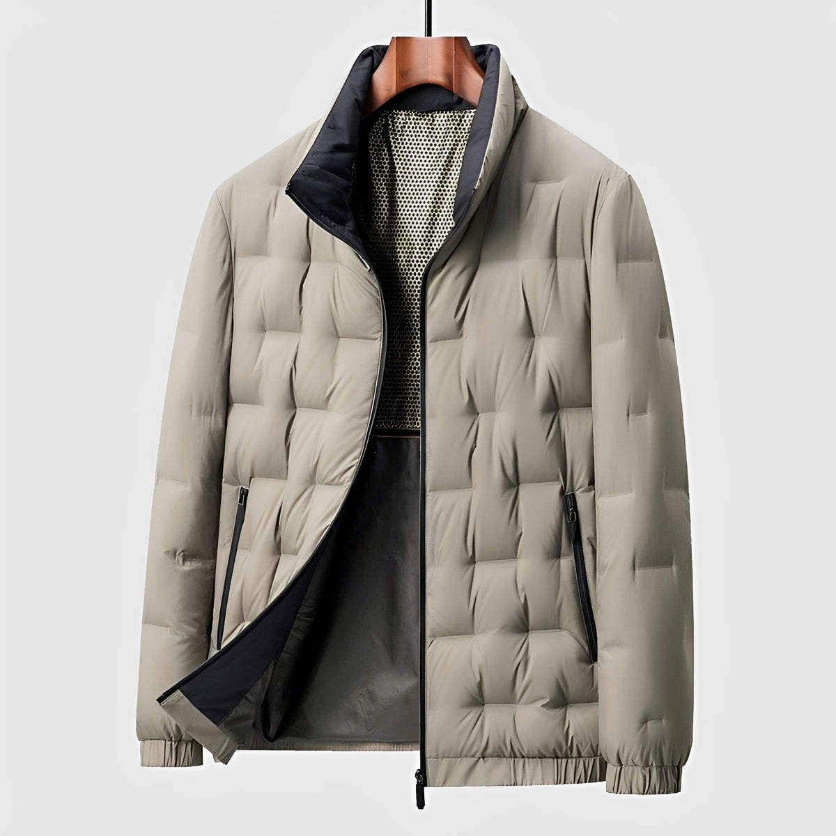 Herren Steppjacke - Stehkragen, Reißverschluss, Leichtes Design