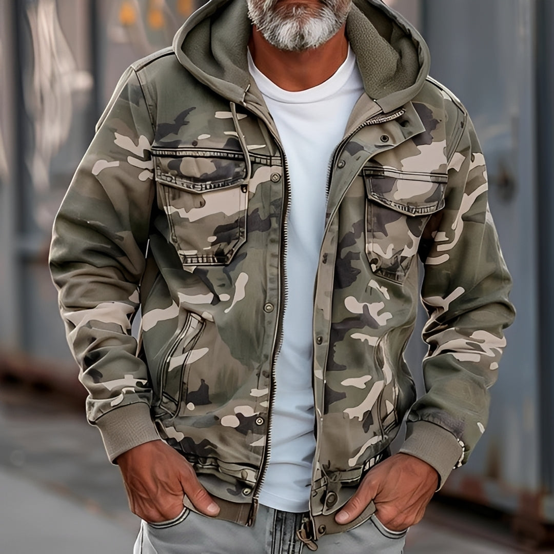 Herren Tarnjacke mit Kapuze und Brusttaschen - casual Fit