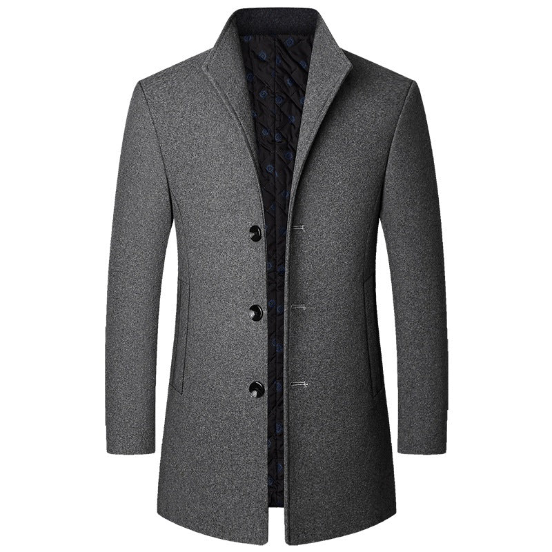 Herren Trenchcoat Lang mit Knopfverschluss und klassischem Kragen - Maßgeschneiderter Schnitt