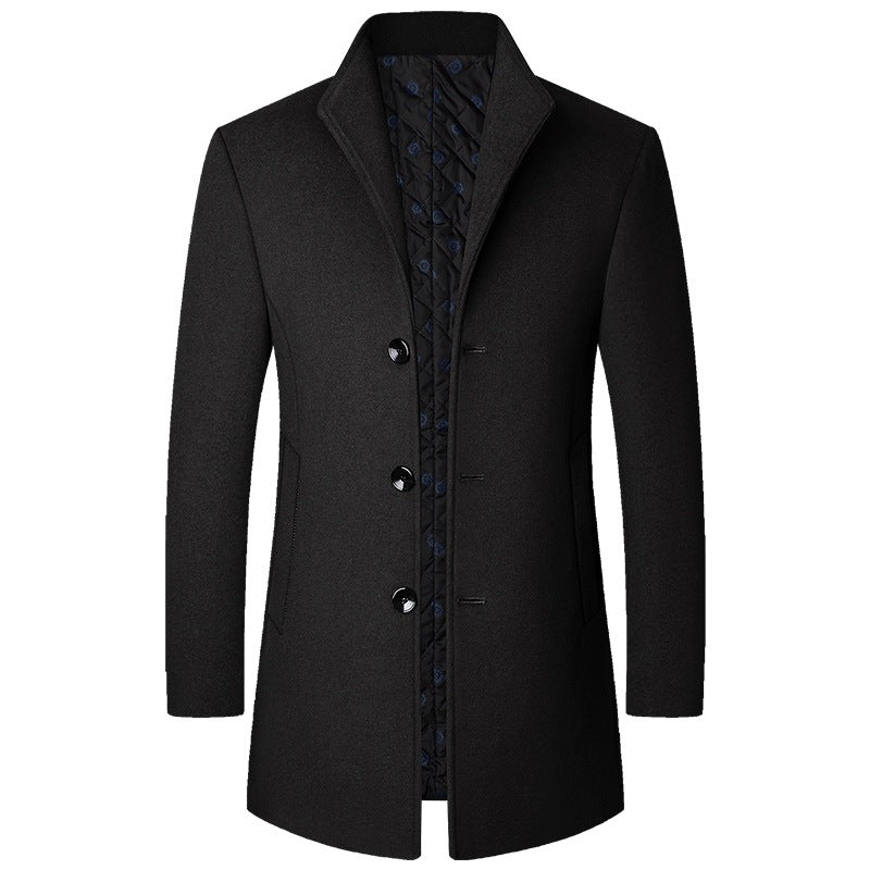 Herren Trenchcoat Lang mit Knopfverschluss und klassischem Kragen - Maßgeschneiderter Schnitt