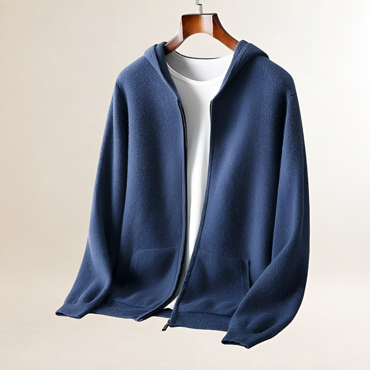 Herren Zip-Hoodie mit Textur-Design und Taschen - Relaxed Fit, Reißverschluss