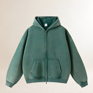 Herren Zip-Hoodie Oversized Schnitt Kapuzenpullover mit Fronttaschen