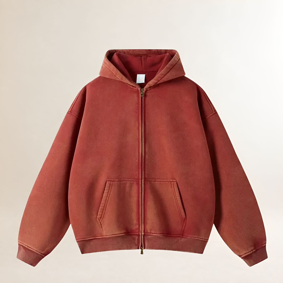 Herren Zip-Hoodie Oversized Schnitt Kapuzenpullover mit Fronttaschen