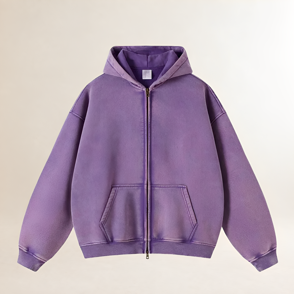 Herren Zip-Hoodie Oversized Schnitt Kapuzenpullover mit Fronttaschen