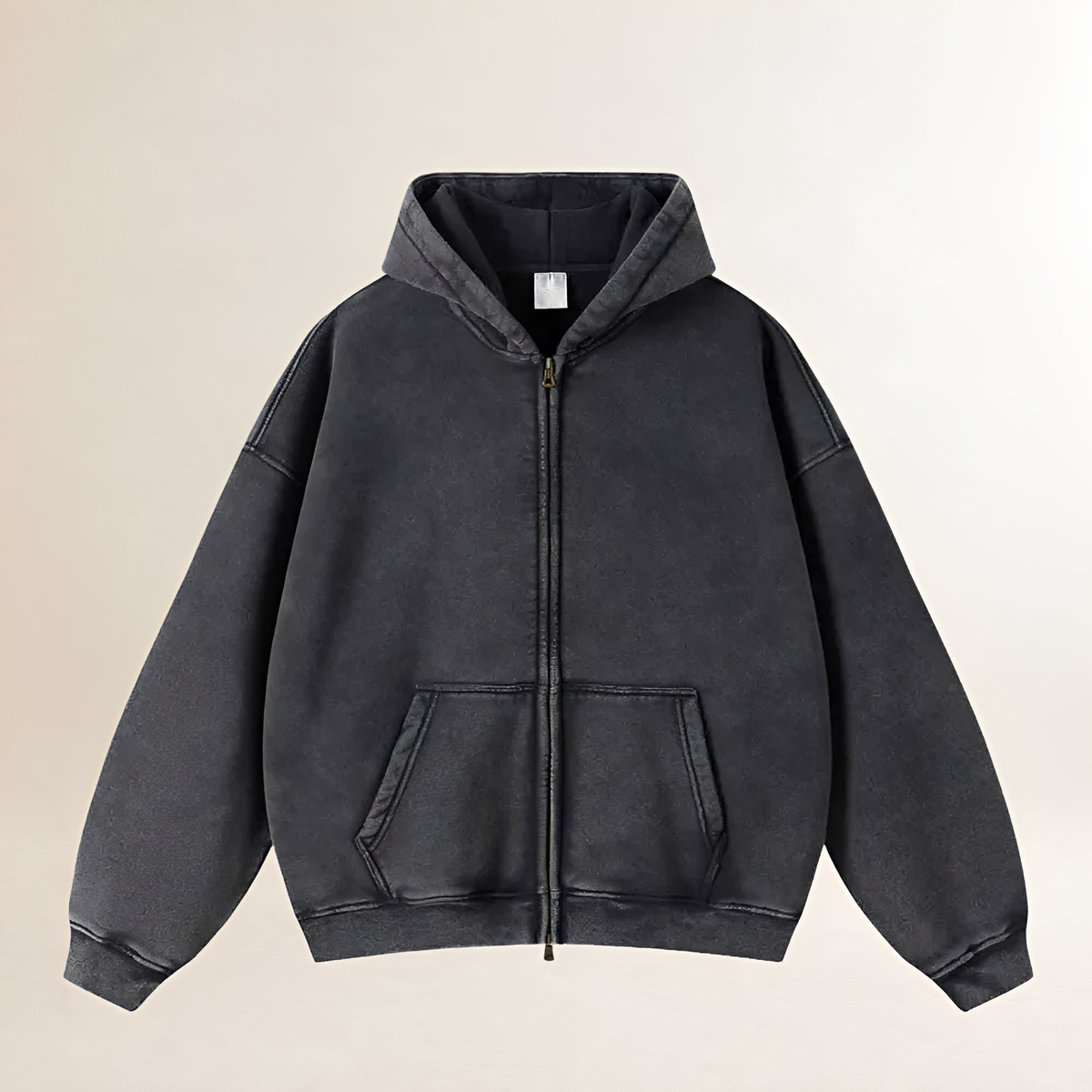 Herren Zip-Hoodie Oversized Schnitt Kapuzenpullover mit Fronttaschen