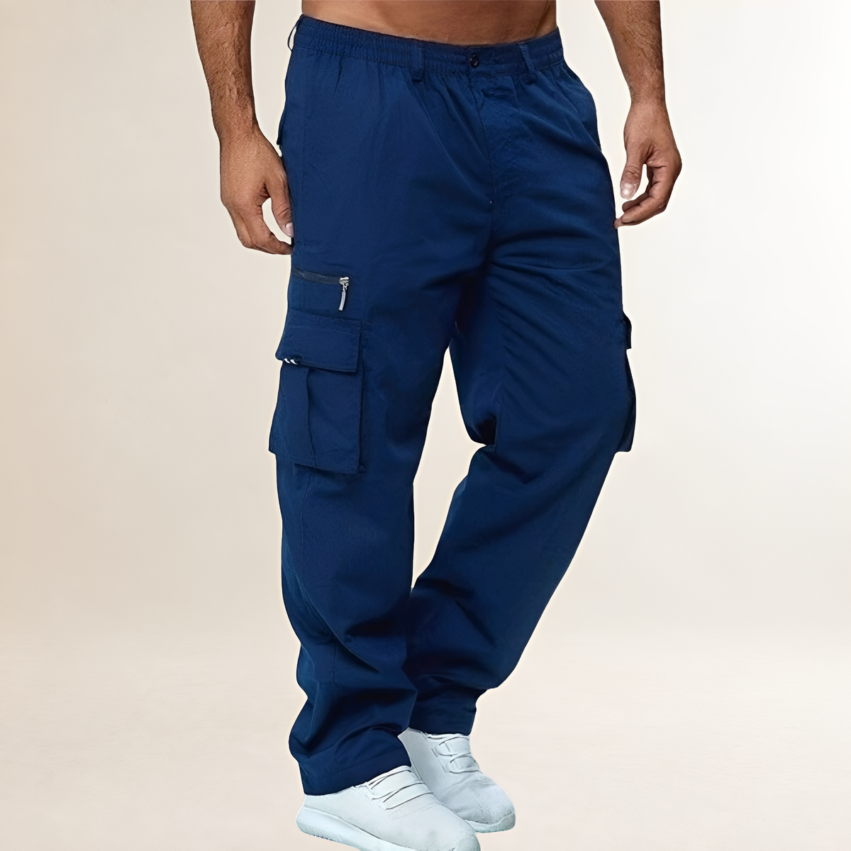 Herrenhosen Cargo - Loose Fit, Mehrfachtaschen, Elastischer Bund