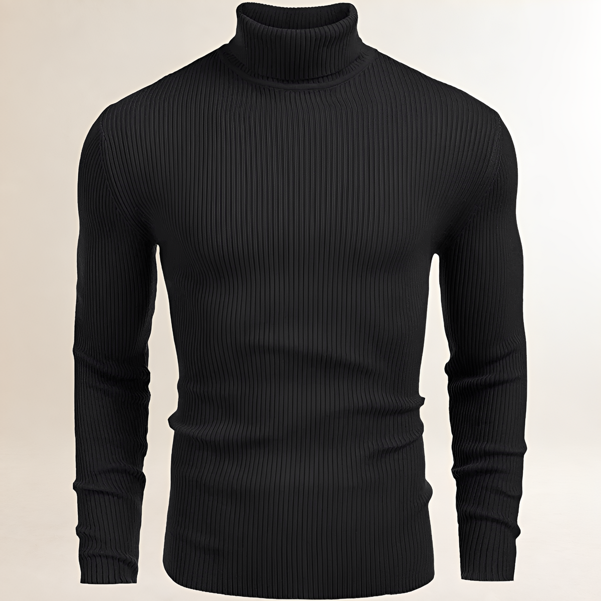 Herrens Turtleneck-Pullover - Slim Fit, Rippstrick, Lange Ärmel