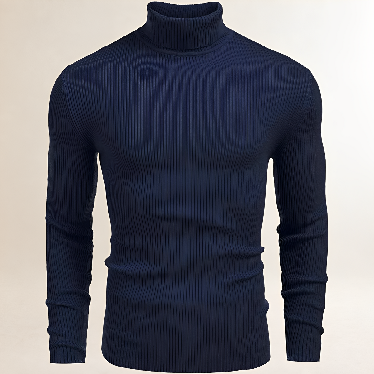 Herrens Turtleneck-Pullover - Slim Fit, Rippstrick, Lange Ärmel