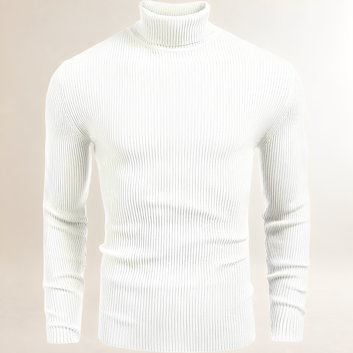 Herrens Turtleneck-Pullover - Slim Fit, Rippstrick, Lange Ärmel
