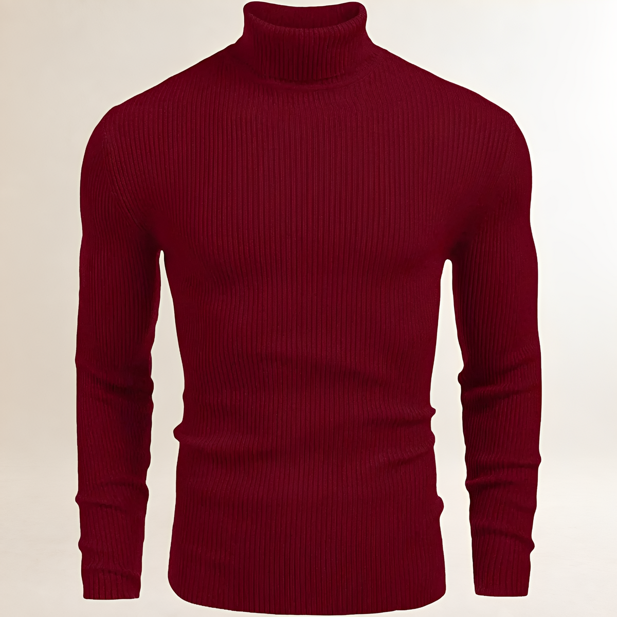 Herrens Turtleneck-Pullover - Slim Fit, Rippstrick, Lange Ärmel