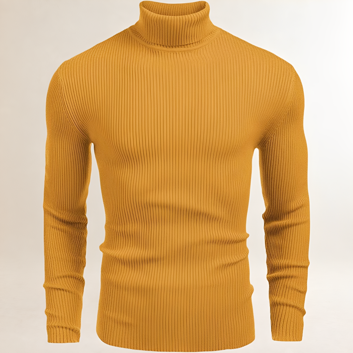 Herrens Turtleneck-Pullover - Slim Fit, Rippstrick, Lange Ärmel
