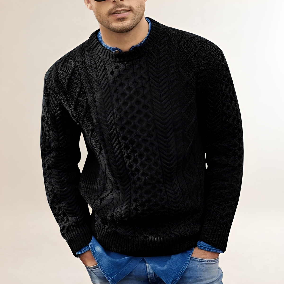 Herrn Pullover - Strukturierte Optik, Rundhalsausschnitt, Regular Fit, Lässiger Stil