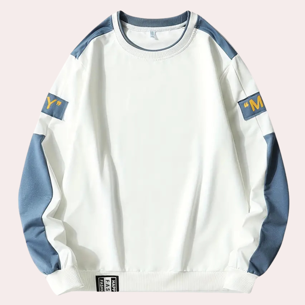Sweatshirt für Herren Langarm Rundhals Modernes Design mit Logo und Kontrastärmeln