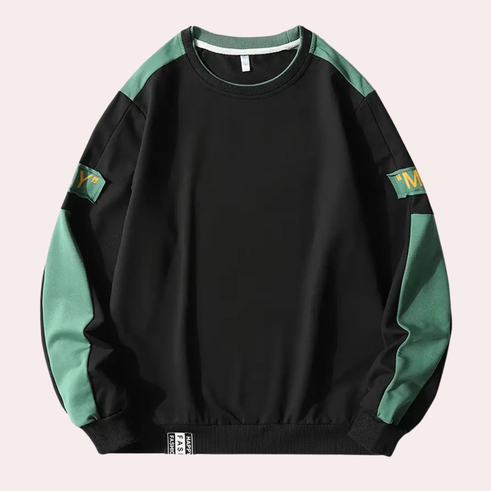 Sweatshirt für Herren Langarm Rundhals Modernes Design mit Logo und Kontrastärmeln