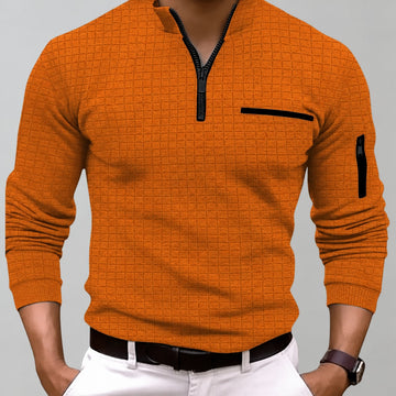 Sweatshirt für Herren mit Reißverschluss und Brusttasche - Langarm, enger Schnitt