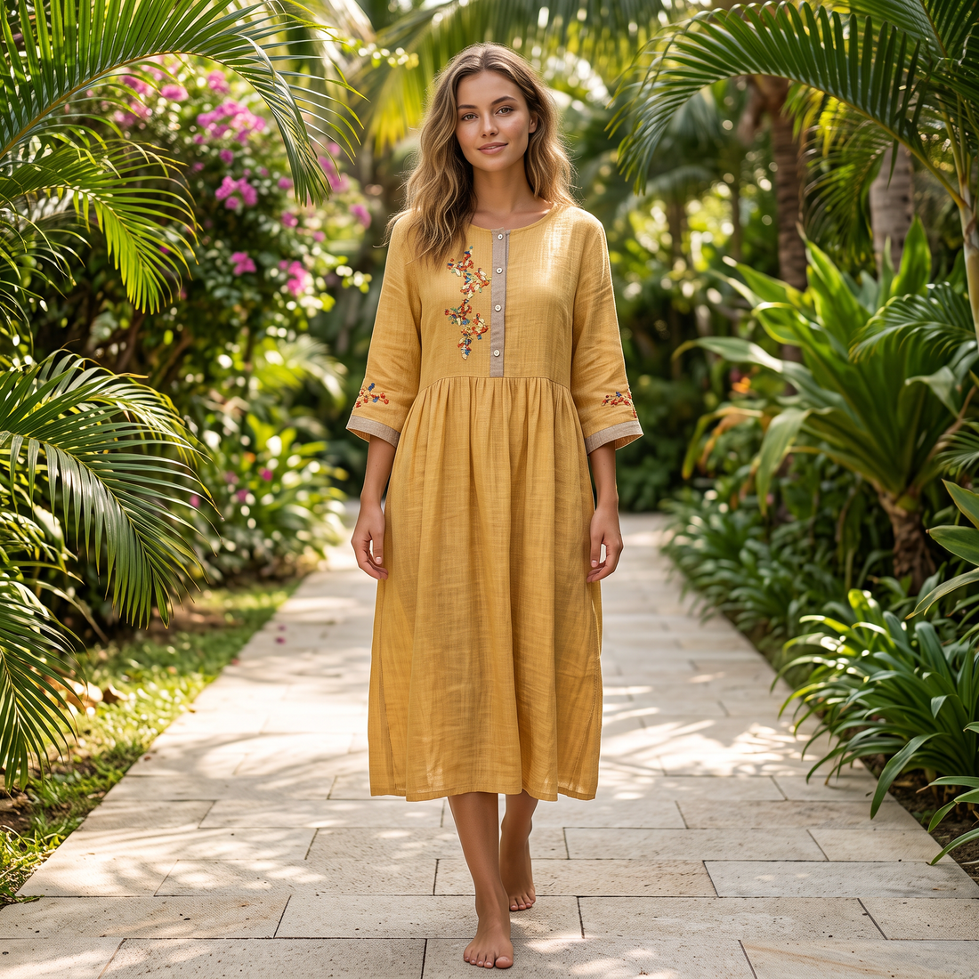 Laura - Entspanntes Boho Besticktes Kleid