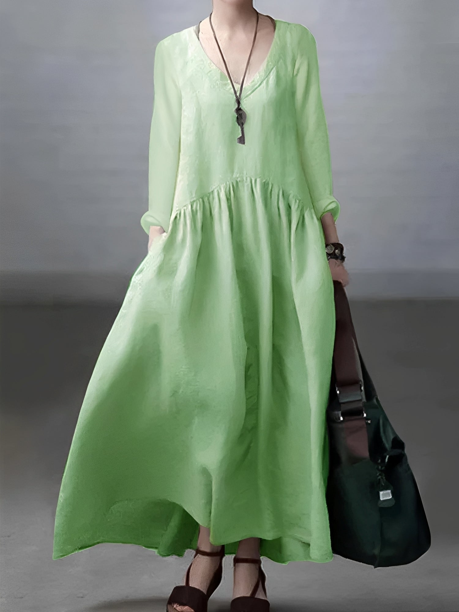 Lindy - Lässiges, locker sitzendes Kleid mit V-Ausschnitt für Damen